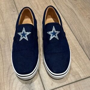 Navy Star Embellished Slip-On Shoes